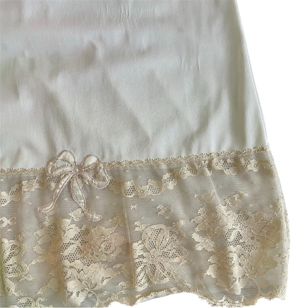 Perfect Vintage Cream Floral Lace Trim Midi Slip Dress - Picture 3 of 4